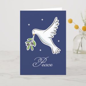 Elegant white dove winter holiday peace card
